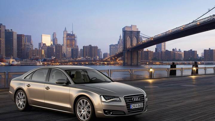 2011 Audi A8 Side Front Pose In Golden